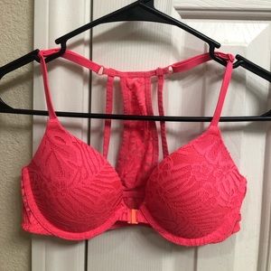 PINK Neon Orange Racerback Bra 32A